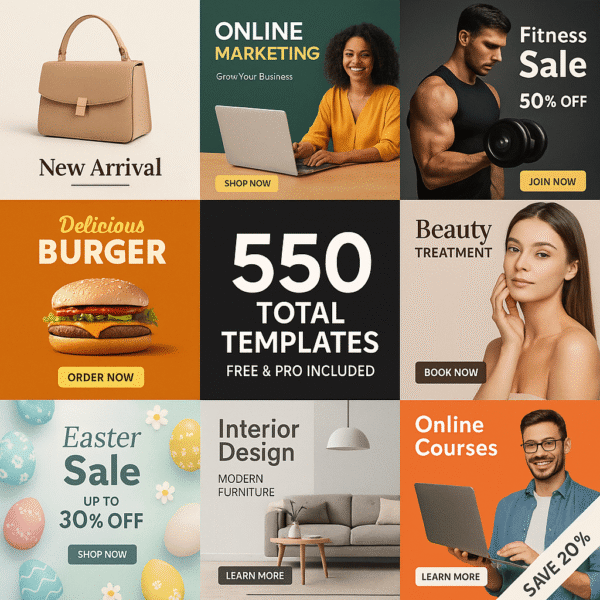 550 Meta Ads Canva Templates – Free & Pro Versions Included for Facebook & Instagram Ads - Image 3